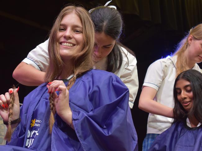 Year 12 students at Loreto College 'Rocked the Chop' for the Cancer Council's Ponytail Project.