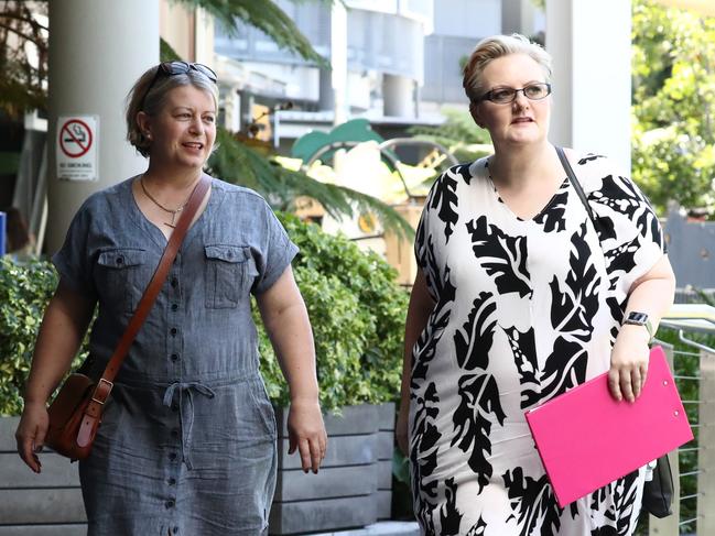 Donna Baluskas, left, and Laura Lawson who are involved in a legal dispute with Mt Tamborine State School Principal Tracey Brose. Picture: Jason O'Brien