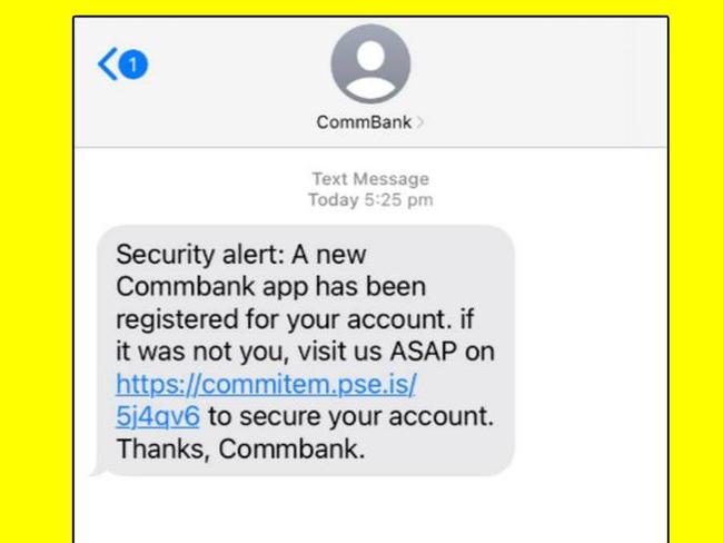 Customers have been urged to beware of a text message scam pretending to be from CommBank requesting they click on a suspicious link. Picture: Supplied / Facebook