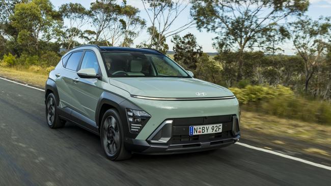 The Hyundai Kona will spawn a hybrid and electric version later this year. Photo: Mark Bean