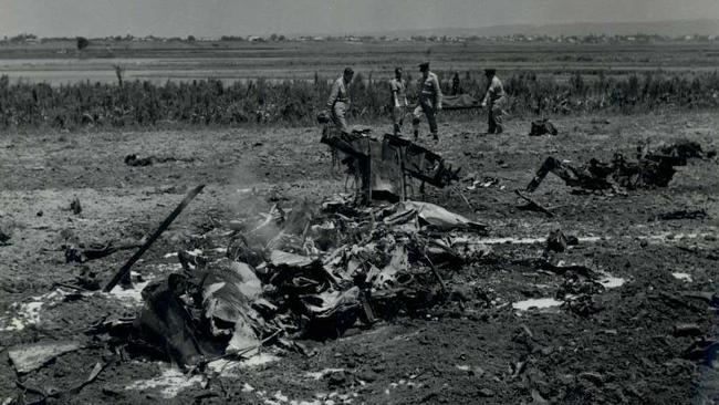 The wreckage of the plane which crashed in 1959.