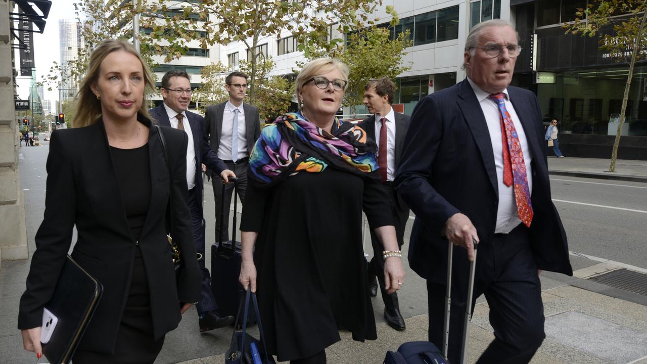 WA Liberal Senator Linda Reynolds arrives at David Malcolm Justice Centre with lawyer Martin Bennett. Picture: NewsWire / Sharon Smith