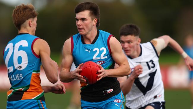 MELBOURNE, AUSTRALIA - JULY 09: Colby McKercher of the Allies in action during the 2023 AFL National Championships match between Vic Country and the Allies at RSEA Park on July 09, 2023 in Melbourne, Australia. (Photo by Graham Denholm/AFL Photos via Getty Images)