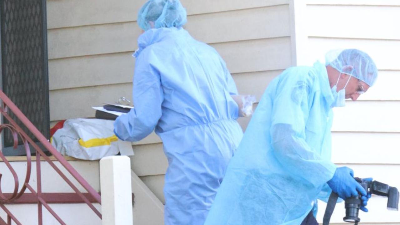 Police at the scene where Tayla Black and baby were found dead in a house on Bean Street. Photo – Steve Vit