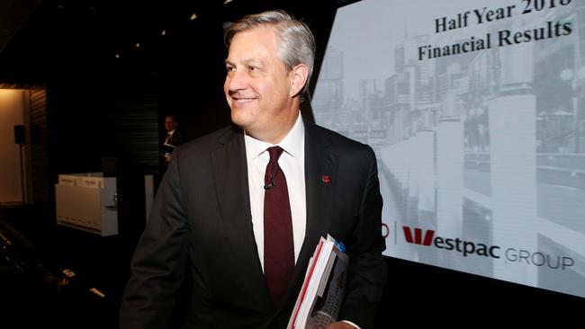 Brian Hartzer in Sydney yesterday to deliver Westpac’s half-year report. Picture: Hollie Adams