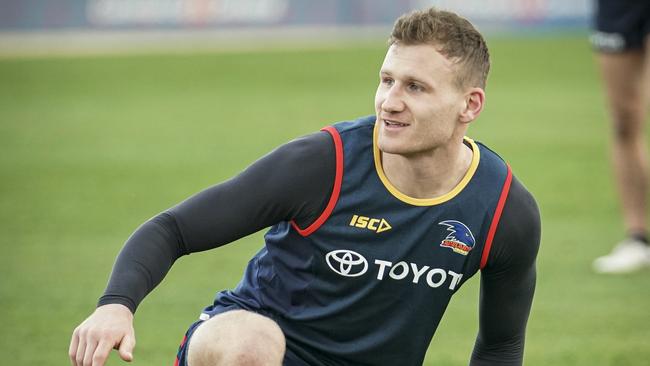 Rory Laird pictured at Crows training in 2019. Picture: MIKE BURTON/AAP