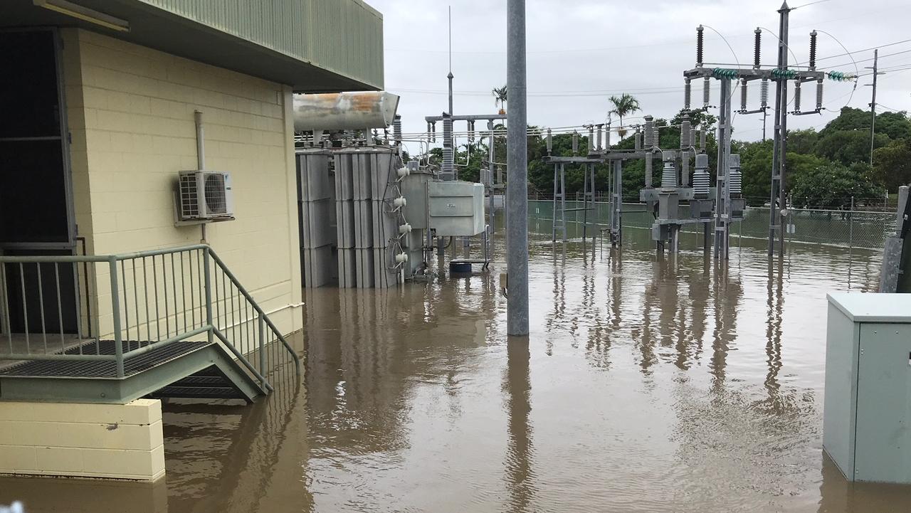 Flooding at the Hermit Park Substation. Picture: Ergon Energy