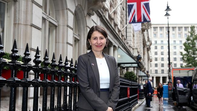 NSW Premier Gladys Berejiklian is in London as her party implodes over the abortion bill back home. Picture: NSW Premier's Office