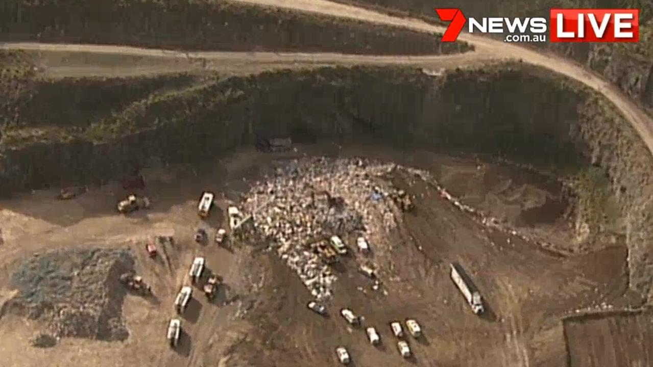 Emergency crews at a waste facility in Eastern Creek. Picture: Channel 7