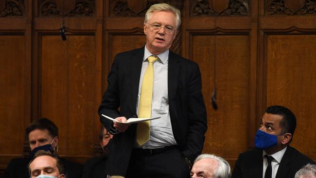 There were gasps in the chamber as David Davis delivered his broadside to Boris Johnson on Wednesday. Picture: AFP