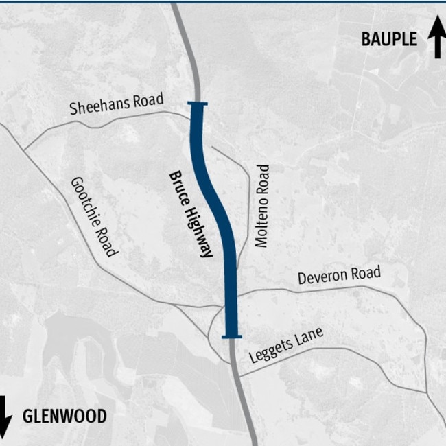 This 16km section of the Bruce Hwy will have a $9.35m upgrade. Picture: Department of Transport and Main Roads