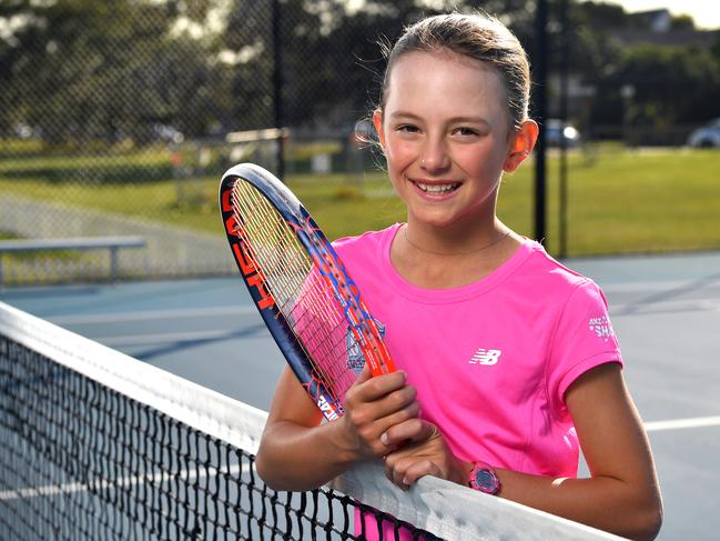 Local tennis star Elizabeth Ivanov poses for a photo at Snape Parks in Maroubra, Sydney, Saturday, May 26, 2018. (AAP Image/Joel Carrett)