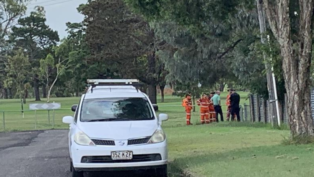 State Emergency Services volunteers and police gather at the golf course behind the home of Krishna Chopra on February 2, 2022. Picture: Rowan Morris