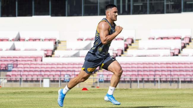 Holmes was put through fitness tests at his new club. Picture: NQ Cowboys