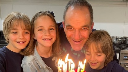 Business NSW CEO Dan Hunter and his triplets. Picture: Supplied