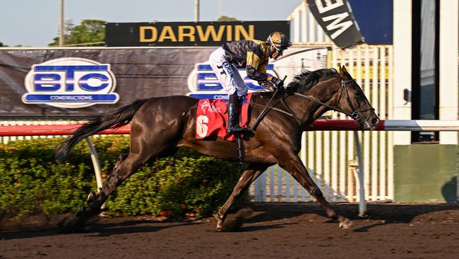 Hadouken winning the Buntine Handicap. Picture: Caroline Camilleri.