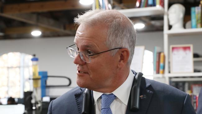 Scott Morrison tours the Seer medical facility in Melbourne. Picture: NCA NewsWire / David Crosling