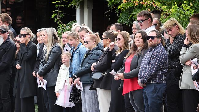 Mourners packed a Ballarat funeral centre to farewell Hannah McGuire. Picture: David Caird