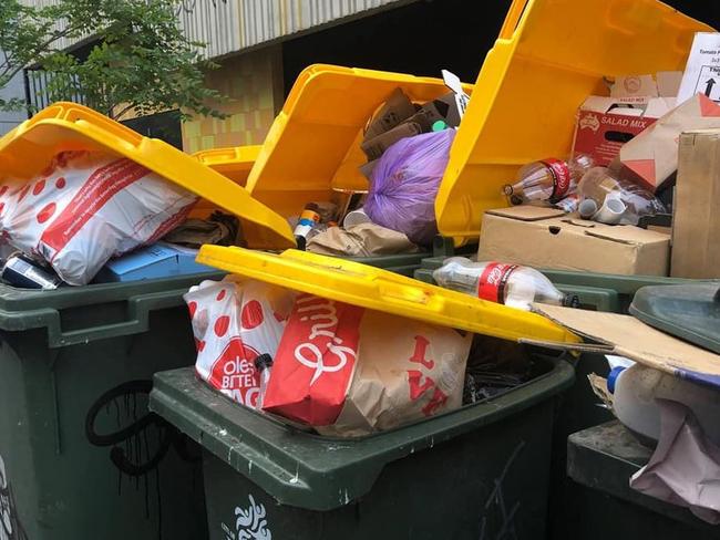 Angry residents from the City of Yarra have posted photos of their overflowing bins on the council Facebook page.., Supplied: Facebook,