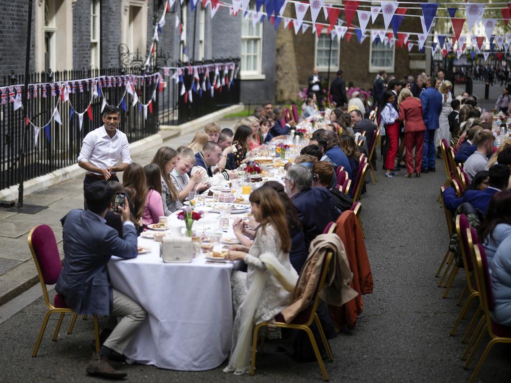 UK Prime Minister Rishi Sunak hosts a lunch in Downing Street to celebrate the coronation of King Charles III and Queen Camilla. Picture: Christopher Furlong/Getty Images