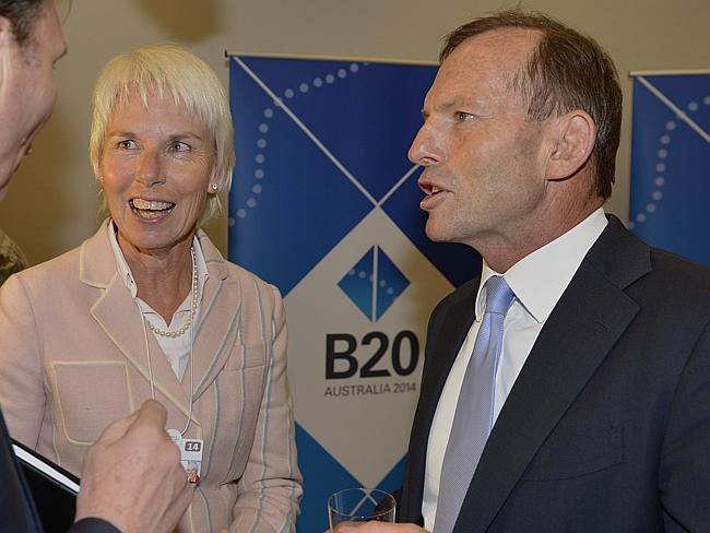 Part of trade mission ... Prime Minister Tony Abbott and Westpac CEO Gail Kelly.