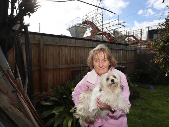 The construction of the new Sky Rail in Murrumbeena and Carnegie. Resident Margaret Carmody. Picture: Alex Coppel