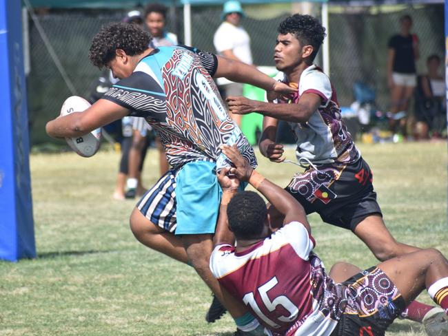 Warba Wangarunya Rugby League Carnival, under-17 boys, Yunba Buddas versus Gracemere Goannas, Saleyards Park, Rockhampton, January 19, 2024.