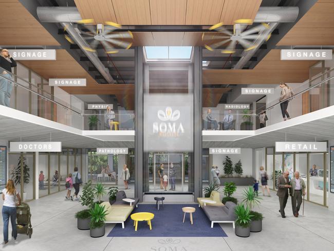 A computer generated image of SOMA, a health hub coming to Gregory Hills which will complement the approved Camden Medical Campus.