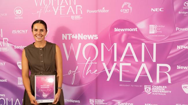 Trades and Resources category finalist Emma Pink at the 2025 NT News Woman of the Year Awards. Photo: Georgia Politis