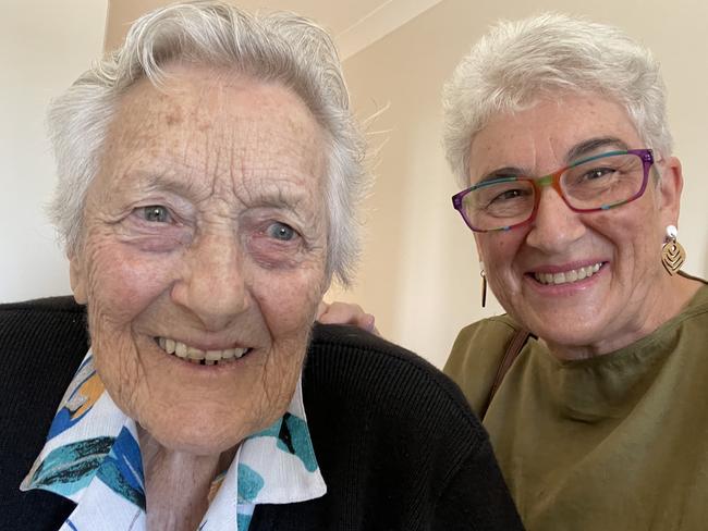 Elva Armstrong, 91, with daughter Marie Knight, 66, from Riverina, NSW, was lucky to get quick dental treatment while in aged care. Picture: Supplied