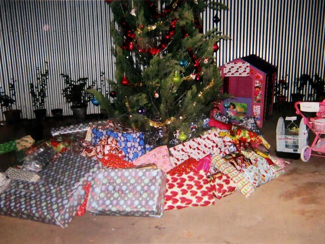 Presents: Family Christmas presents stack up inside the Colt shed a few years ago. Pictured are Dora the Explorer toys, a pet bird and children’s prams.