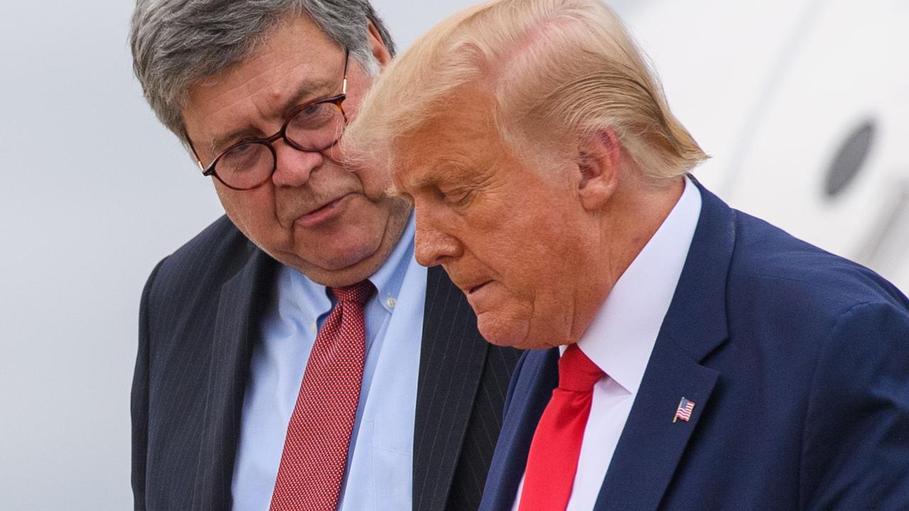 Attorney-General William Barr speaking to Mr Trump back in September. Picture: Mandel Ngan/AFP