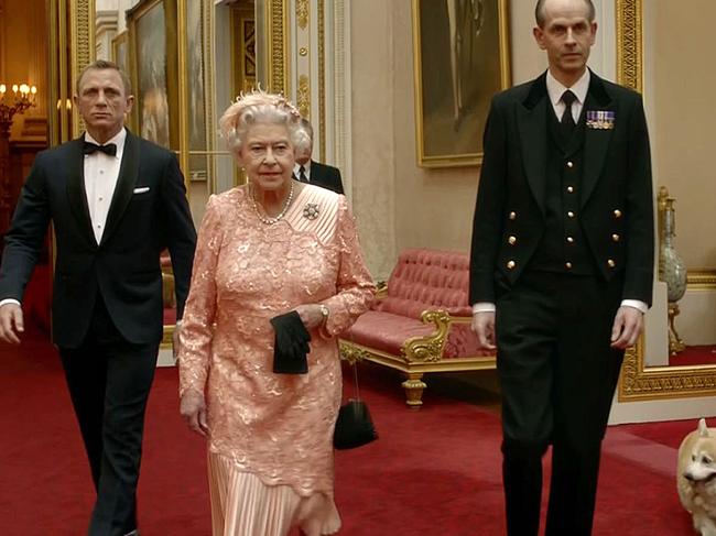 The monarch showed her sense of humour by appearing in a James Bond skit with Daniel Craig during the opening ceremony of the London 2012 Olympic Games. Picture: AFP