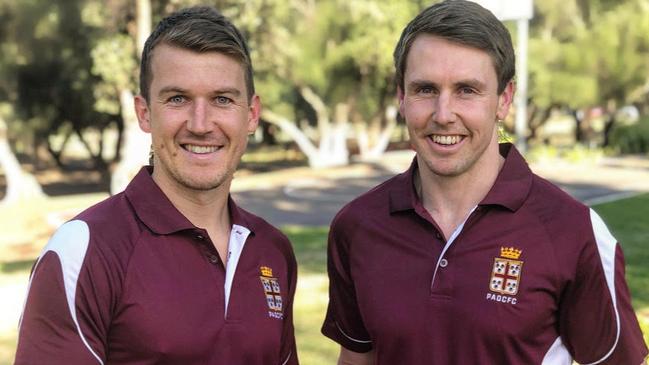 Prince Alfred Old Collegians playing-coach Craig Pitt (right) with star player Jack Trengove. Picture: Prince Alfred Old Collegians Football Club