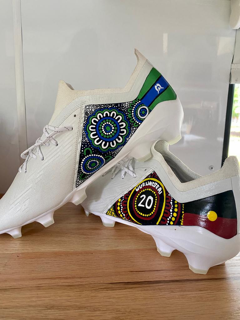 Aboriginal painted football boots best sale