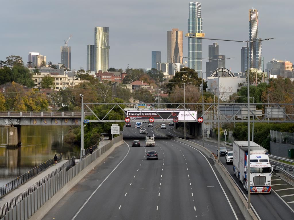 CityLink is almost empty during the morning peak on the first day of lockdown. Picture: NCA NewsWire / Andrew Henshaw