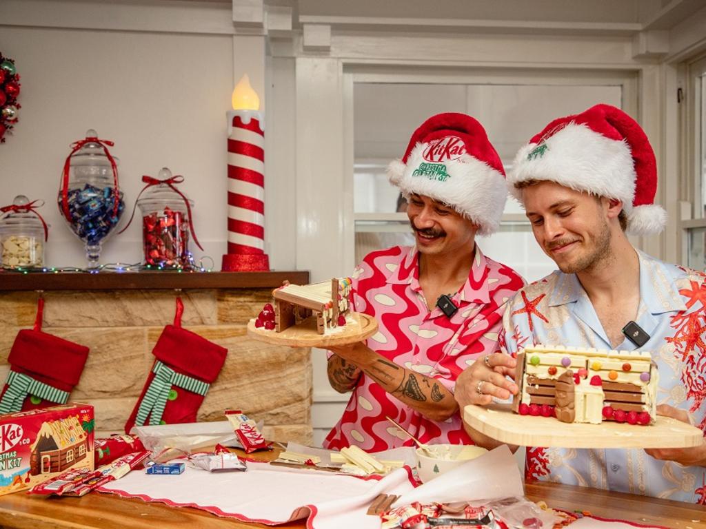 Following their viral fame, the couple have helped design the Booking.com KitKat Christmas Cabin in Sydney’s northern beaches. Picture: Supplied