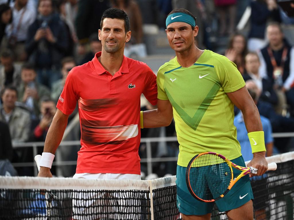 Spain's Rafael Nadal (R) will now be top seed in Melbourne while Serbia's Novak Djokovic (L) moves into the top four. Picture: Anne-Christine Poujoulat/AFP