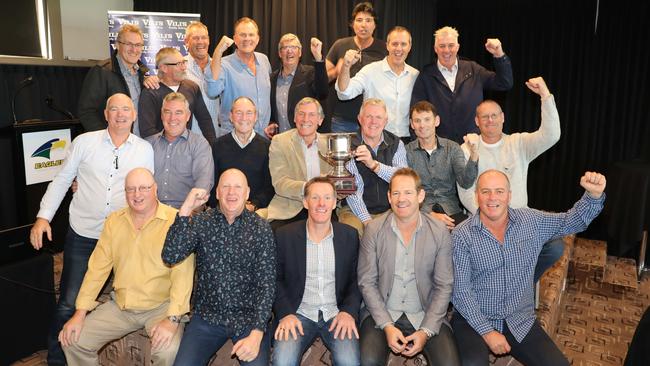 Party time at Woodville Oval on Sunday for the 1988 Escort Cup preseason premiership reunion. Picture: Russell Millard/AAP