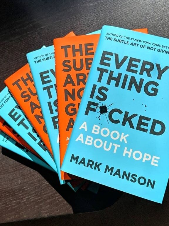 Mark Manson's books. Picture: Supplied