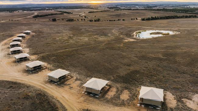 The glamping tents at the Monarto Safari Park.