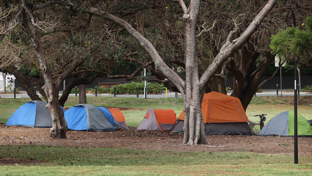 A tent camp in Brisbane is one of many, as people struggle against a housing crisis. Picture: Liam Kidston