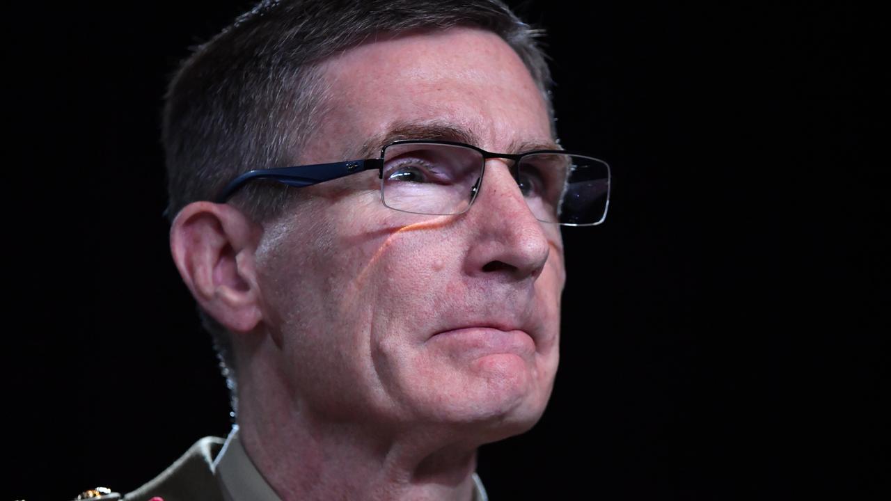 Chief of the ADF, General Angus Campbell delivered the findings from the Inspector — General of the ADF Afghanistan Inquiry this morning. Picture: Mick Tsikas – Pool/Getty Images