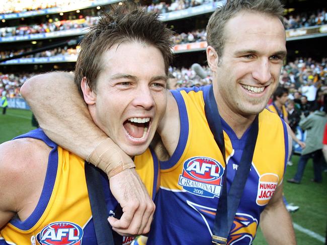 Ben Cousins with Chris Judd after winning the 2006 AFL Grand Final.