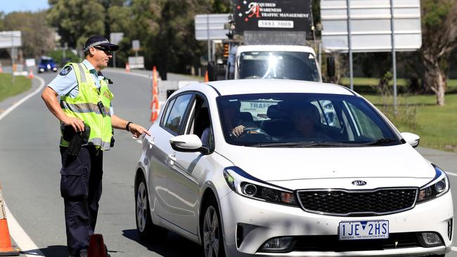 Police checks at the NSW/Queensland border. Picture: Adam Head