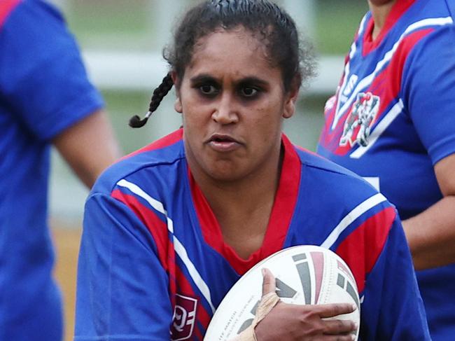 Faye Brim was a key playmaker for the Maidens in the Far North Queensland Rugby League (FNQRL) Women's preliminary final match between the Cairns Kangaroos and the Ivanhoe Maiden at Jones Park. Picture: Brendan Radke