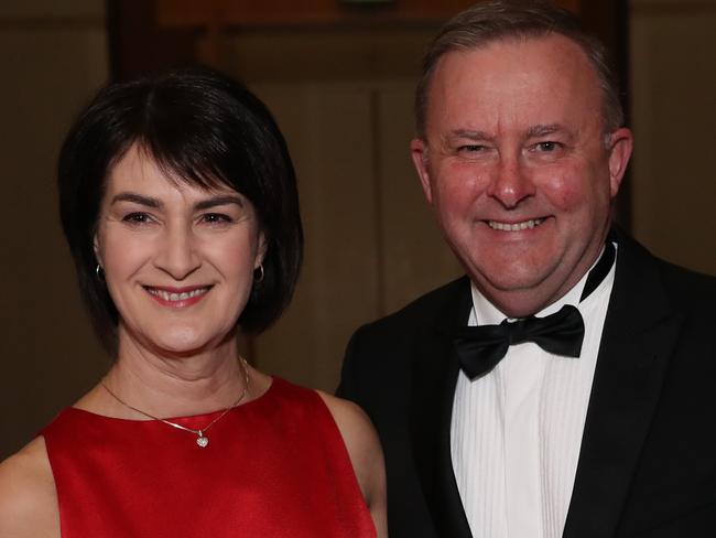 Anthony Albanese his wife Carmel Tebbutt, arrive at the mid-winter ball at Parliament House in Canberra. Picture Gary Ramage