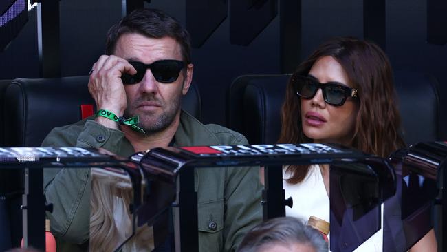 Joel Edgerton and Christine Centenera at the Australian Open at Melbourne Park.