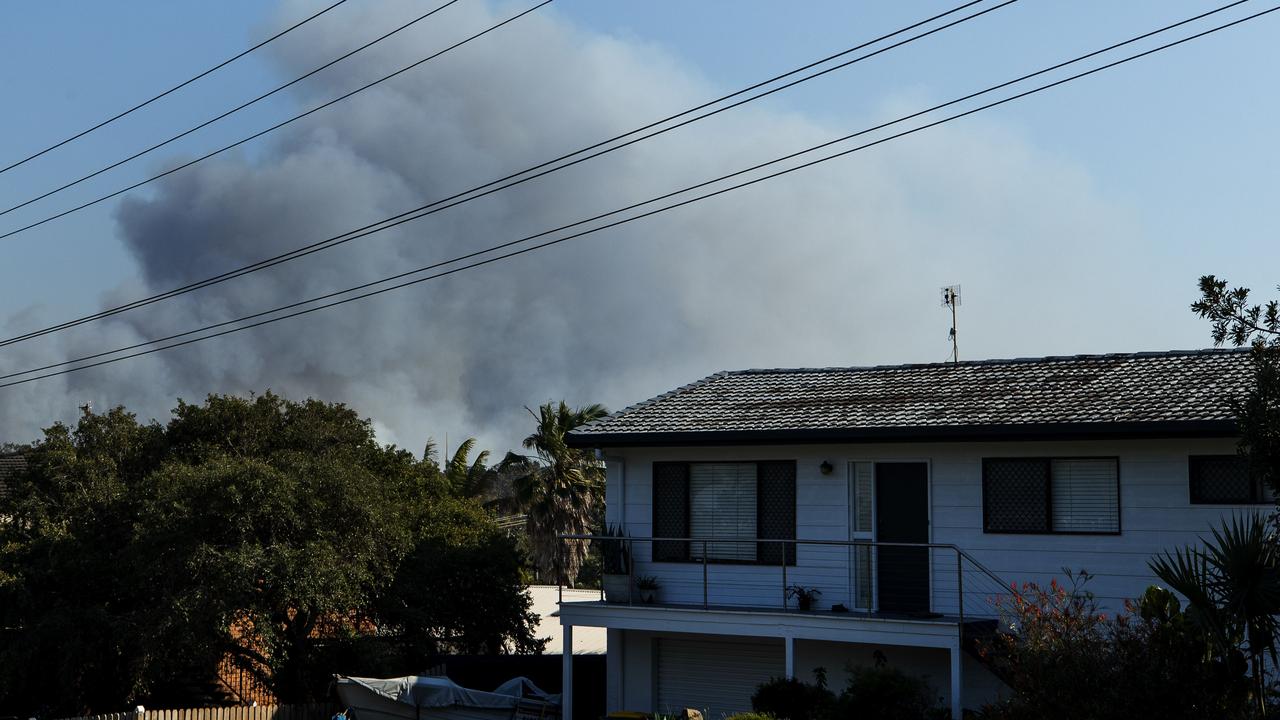 The battle against the out-of-control bushfire at Peregian Beach continues today. Picture: Lachie Millard