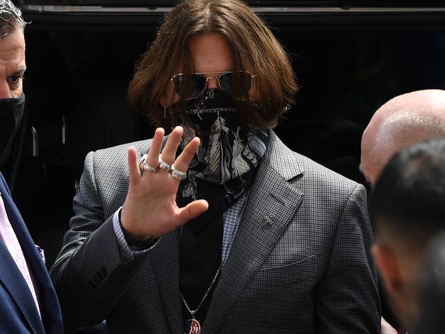 Johnny Depp arrives at Royal Courts of Justice, Strand in London, England. Picture: Getty Images